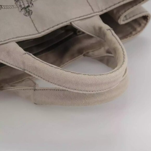 PRADA Canapa MM Hand Bag Denim Gray Silver - Picture 6 of 16
